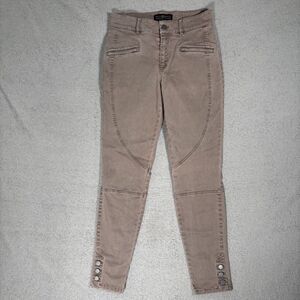 Peruvian Connection Pants Women’s Size 4 Brown Ryder Moto Ankle Buttons Preppy